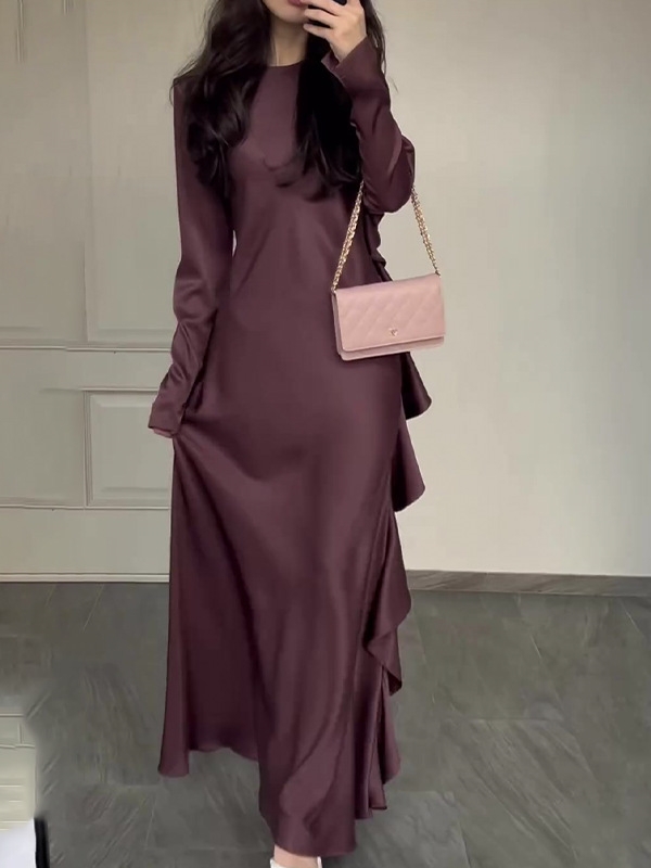 French Elegant Irregular Ruffled Long Dress | Oxredo Shop Ramadan Sale
