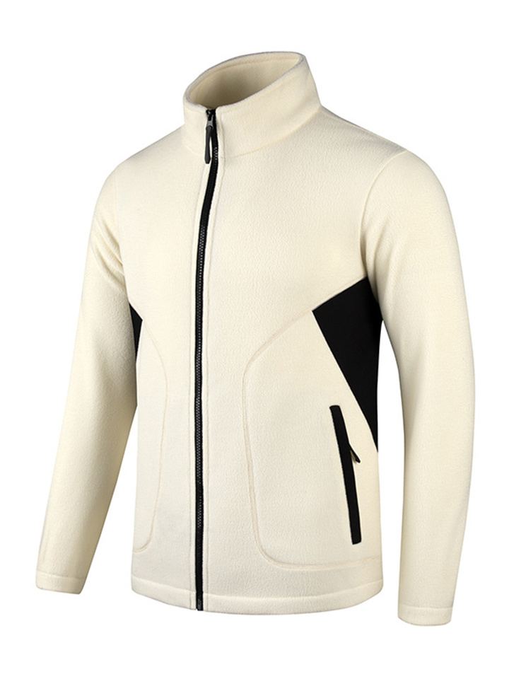 Double-sided Fleece Jacket Men's Fall Lambswool Collar Jacket Outdoor Sports Fleece Jacket Casual Fashion Cardigan Sweater