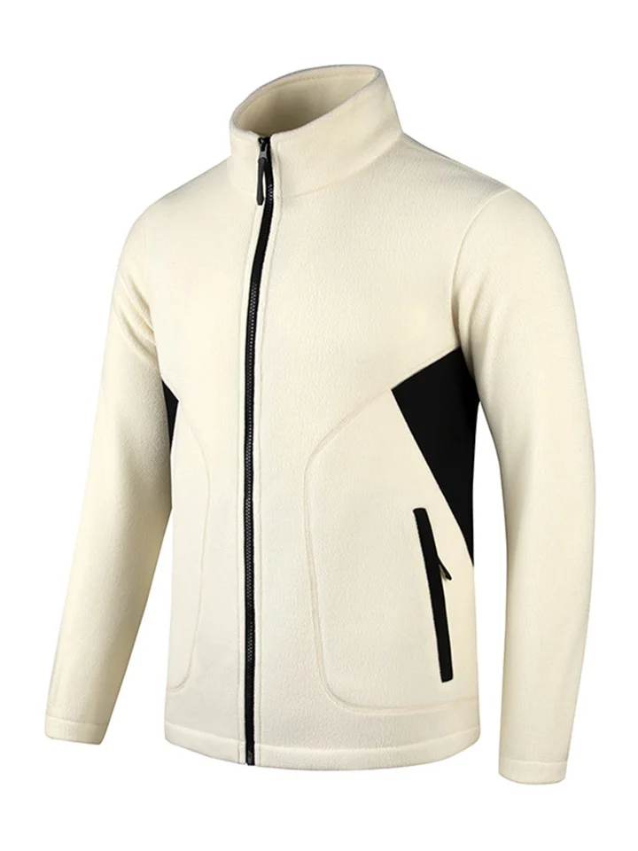 Double-sided Fleece Jacket Men's Fall Lambswool Collar Jacket Outdoor Sports Fleece Jacket Casual Fashion Cardigan Sweater-Cosfine