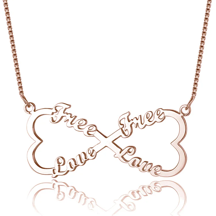 Personalized Heart Infinity Name Necklace Custom 4 Names Gifts for Her