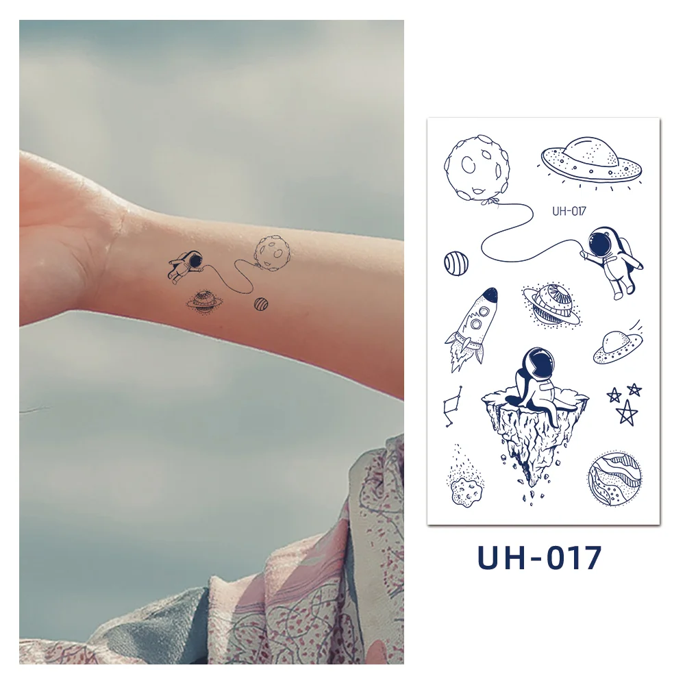 Sdrawing Stickers Semi-permanent Juice Lasting Tattoo Blue Butterfly Fake Waterproof Tattoos Temporary Women Arm Chest Body Art