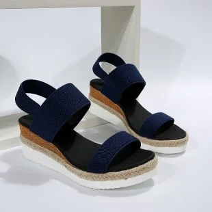 Qengg Qengg Women's Sandals 2023 Summer New Slope Heel Casual Sandals Women With A Word Buckle Roman Sandals
