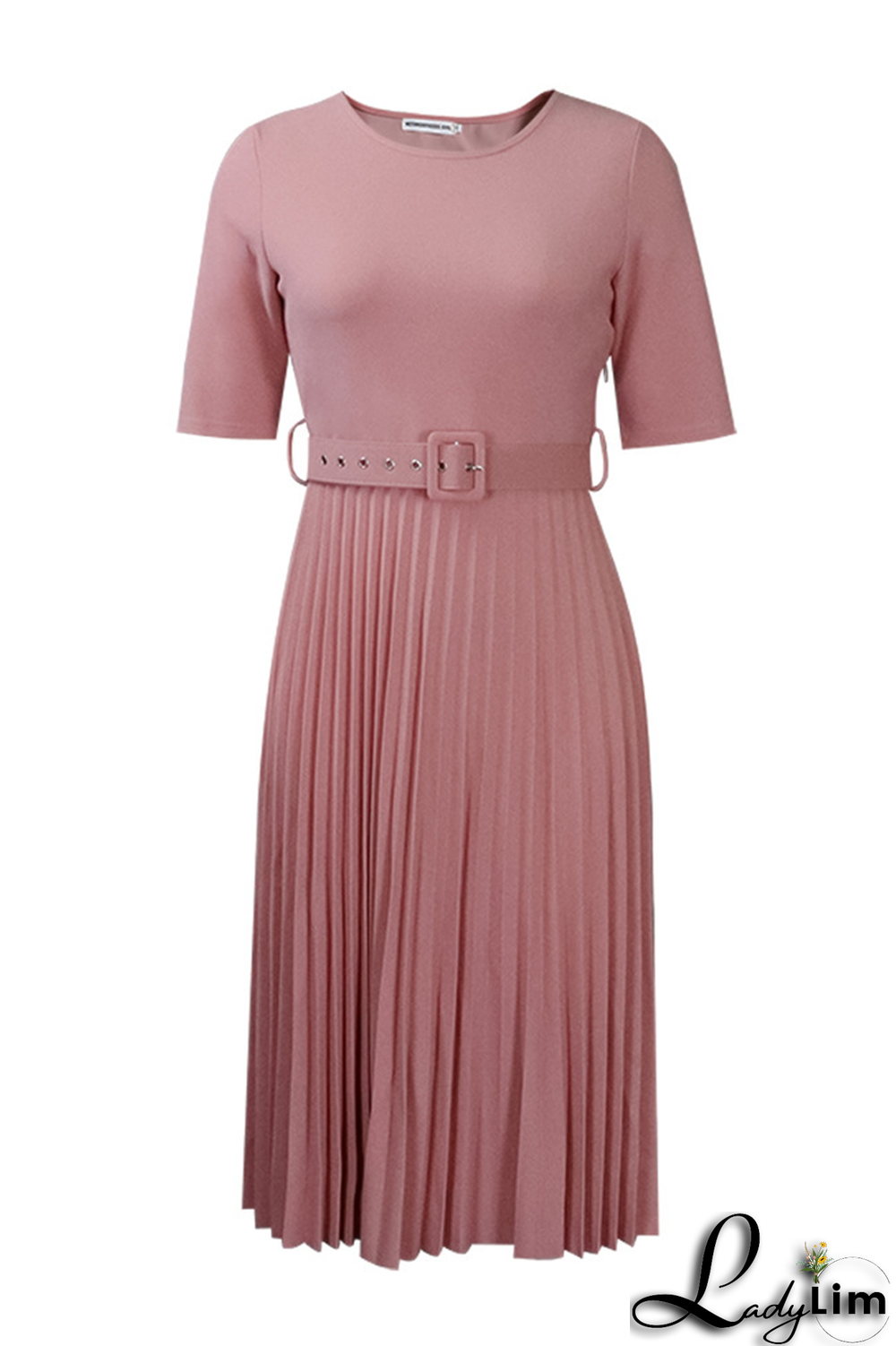 Red Casual Print Fold O Neck Waist Skirt Dresses