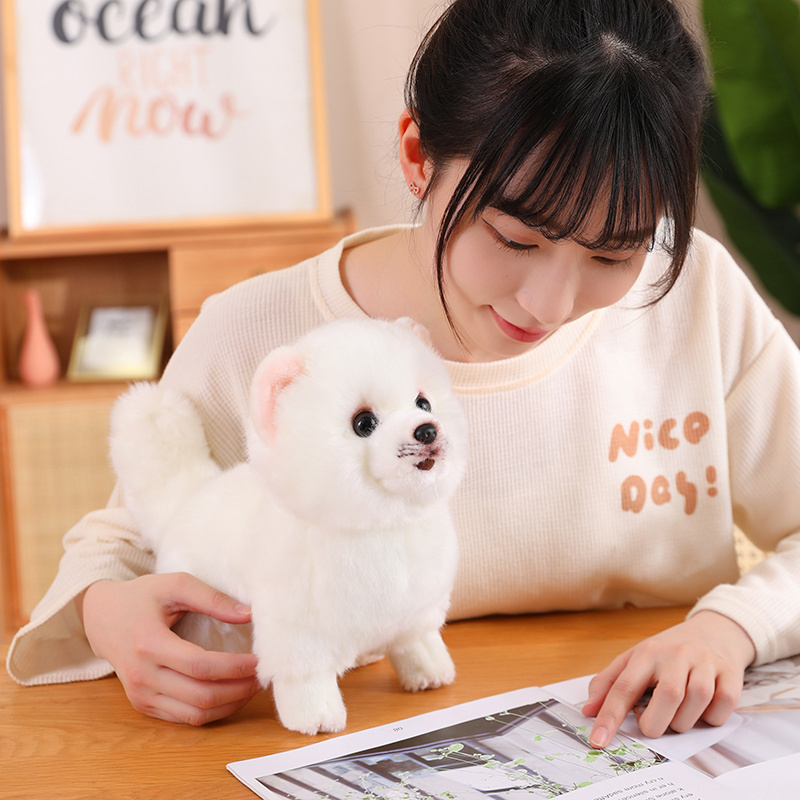 Tegooe Realistic Pomeranian Dog Plush Toy - Soft Stuffed Animal Puppy Doll for Kids