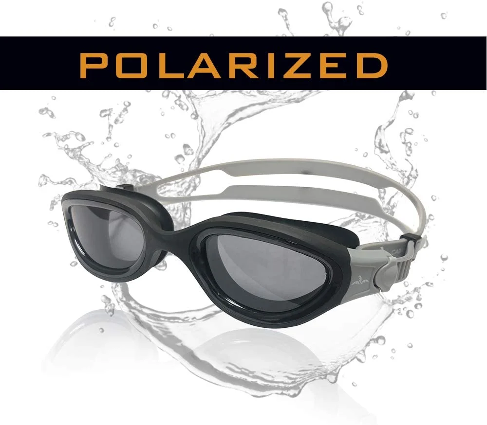 Sports Pearl Swimming Goggles. Polarized Swim Goggles with Smoke Lens, UV Protection, Watertight Seal, Anti-Fog
