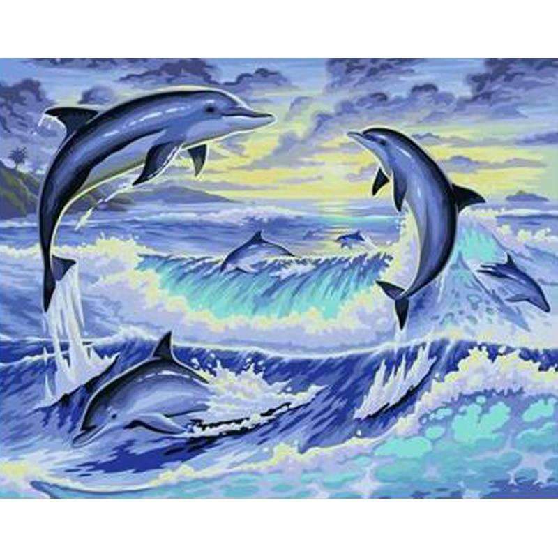 

Jumping Dolphins – Paint By Numbers - 40*50CM, 501 Original