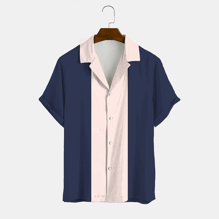 BrosWear Navy Blue Hits Pink Short Sleeve Shirt