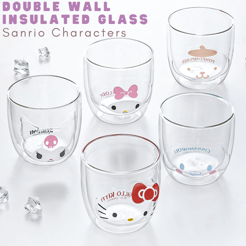 Sanrio Glass Double Wall Insulated Glass Mug Cup Espresso Coffee Tea Milk 300 ml 10Oz Best Gift for Office and Personal Birthday A Cute Shop - Inspired by You For The Cute Soul 