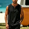 Men's Retro Vacation Cotton Linen Sleeveless Lace-Up Tank Top by Inlyline