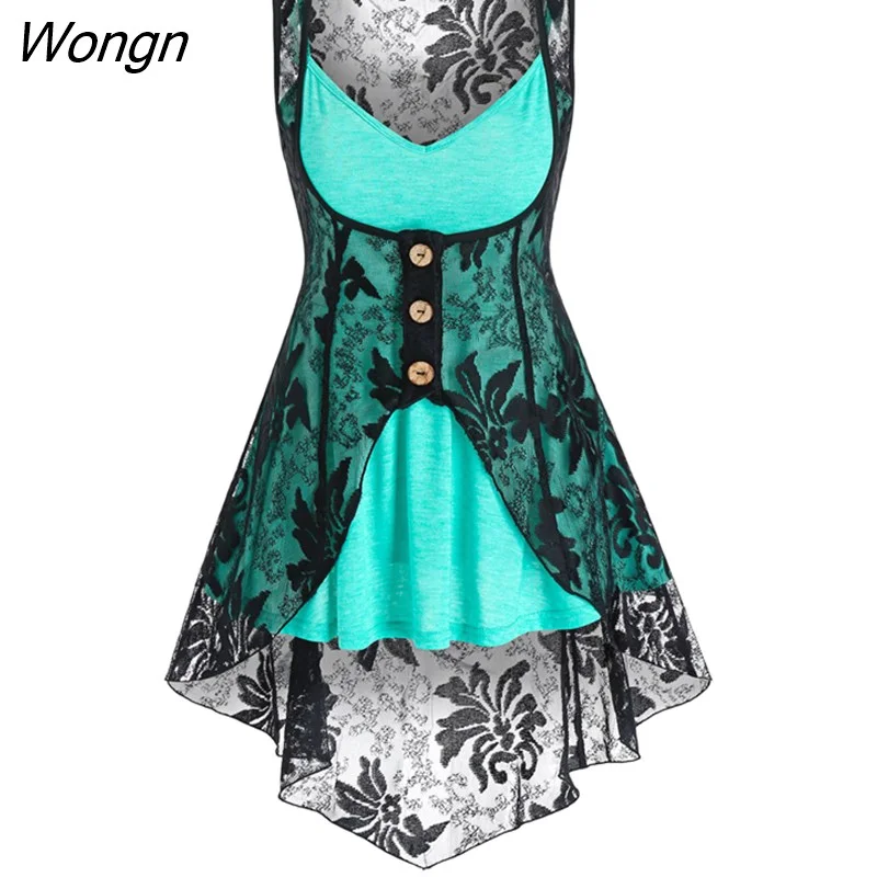 Wongn Two-Piece Set Heathered Flare Cami Top And Pointed Hem Lace Vest Women Twinset Top Tank Top Camis 2023 Spring Summer New