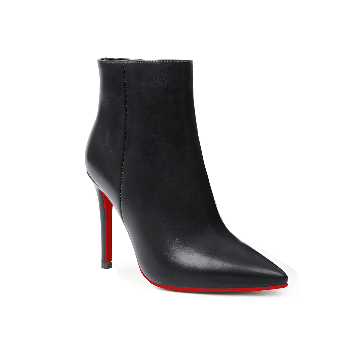 100mm Women's Ankle Boots Middle Heels Pointed Toe Stiletto Red Bottom Croc Boots-MERUMOTE