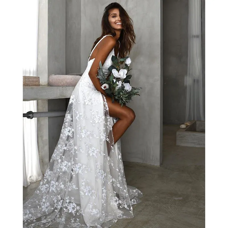 Brownm Sexy Sleeveless Lace Sling Long Dress