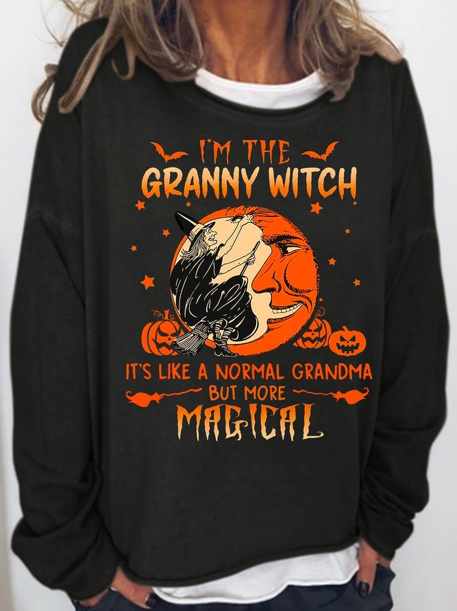 Womens Granny Witch Letters Sweatshirts