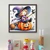 Halloween Witch And Pumpkin-11CT Stamped Cross Stitch 40*40cm/15.75*15.75in tapestrymarket