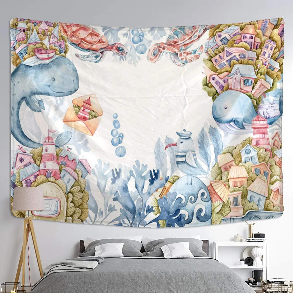 Zoo Cartoon Illustration Tapestry Wall Hanging Witchcraft Psychedelic Tapiz Hippie Cute Children Room Home Decor