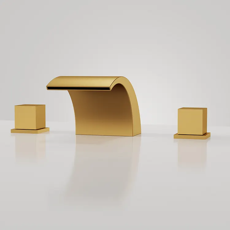 EVERSTEIN Waterfall Widespread Bathroom Sink Faucet Brushed Gold, 3.75" H