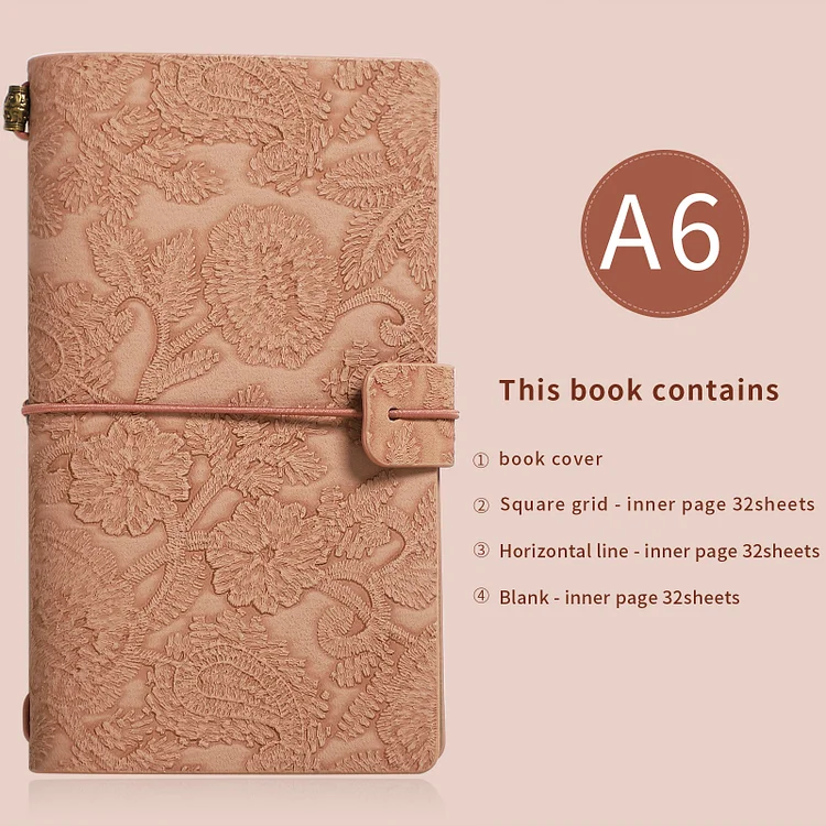 JOURNALSAY A6 Vintage Embossed Lace Up Notebook 32 Sheets Student Journal Drawing Writing