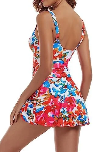 One Piece Tummy Control Swimdress for Women 