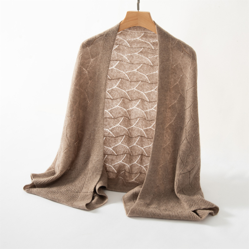 100% Cashmere Scarf Shawl Leightweight Hollow Leaves  REAL SILK LIFE