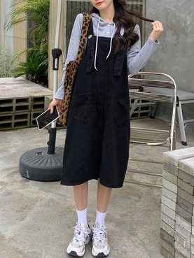 ロングスリーブ 綿 シフト ベーシック ワンピース 激安レーディスファッション通販