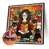 >SALE<5D DIY Full Round Drill Diamond Painting Halloween Magic Girl Kit Decor 70x70cm