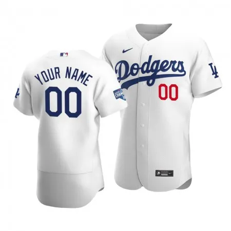 Men's Los Angeles Dodgers ACTIVE Player White 2020 World Series Champions Home Patch Flex Base Stitched Jersey XUF8