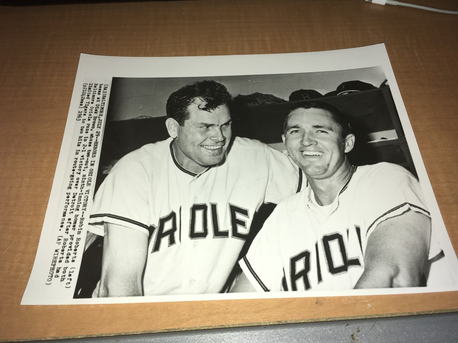 Robin Roberts Dick Brown Baltimore Orioles 1963 AP Wire Photo Poster painting PL