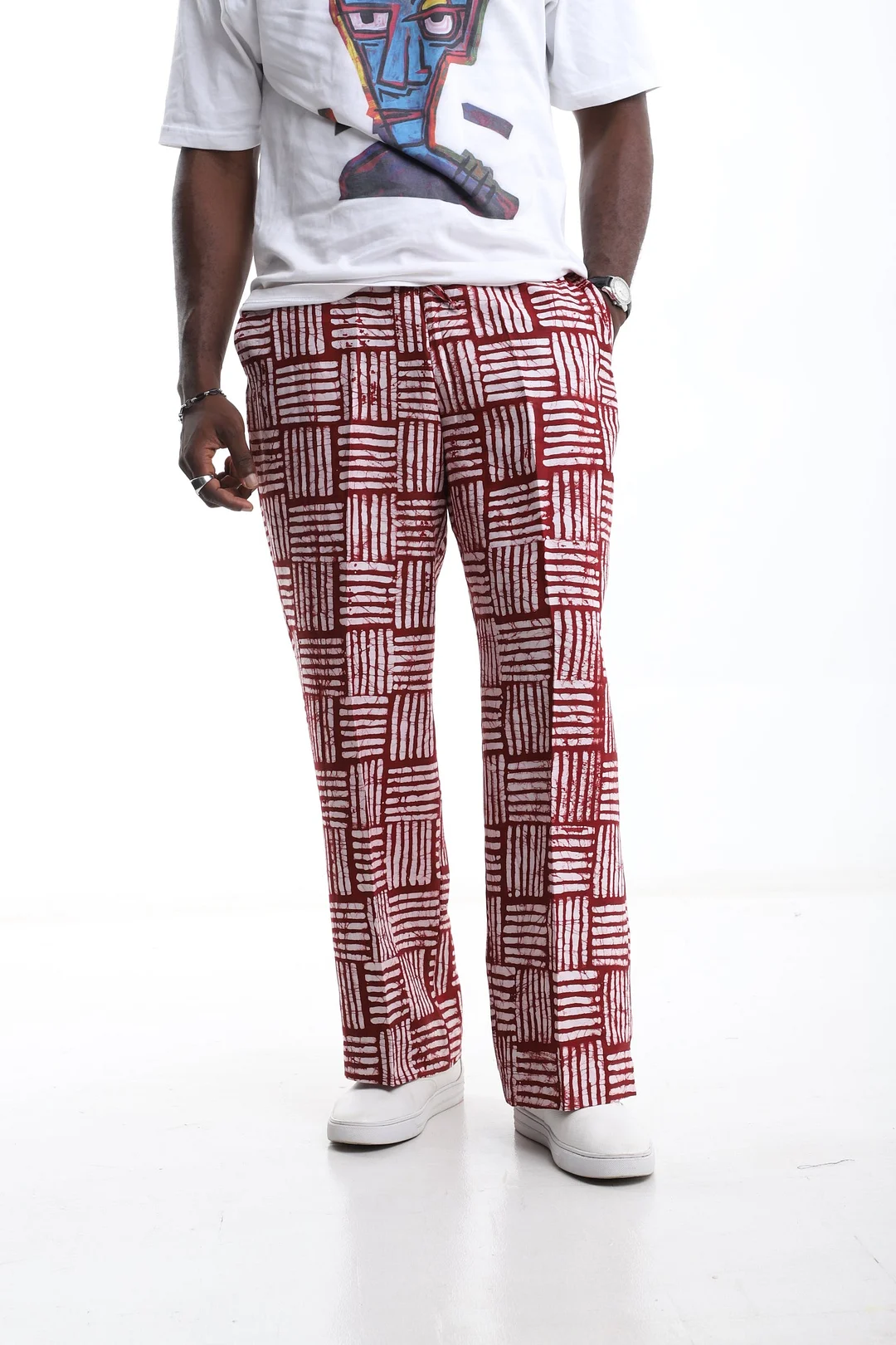 Crimson Grid Adire Trousers-inspireuse