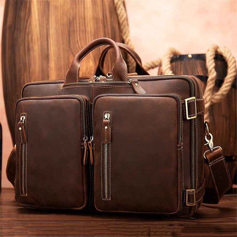 Multi-Functional Spacious Interior Comfortable Grab Detachable Sling Strap Genuine Leather Bag