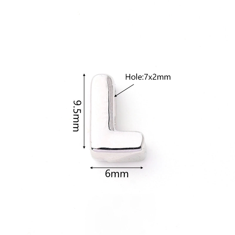 1 Pc/Package 9.5x6mm 9.5×7.5mm 9.5x8mm 7x2mm Copper White Gold Plated Letter Bubble Polished Beads