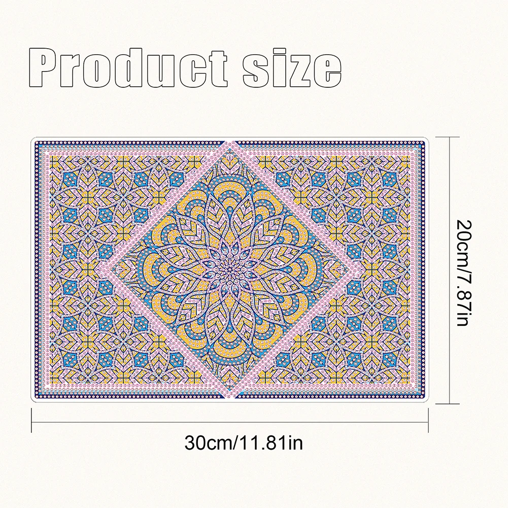 2Pcs Mandala Pattern Diamond Painting Placemat DIY Diamond Crafts(30*20cm)