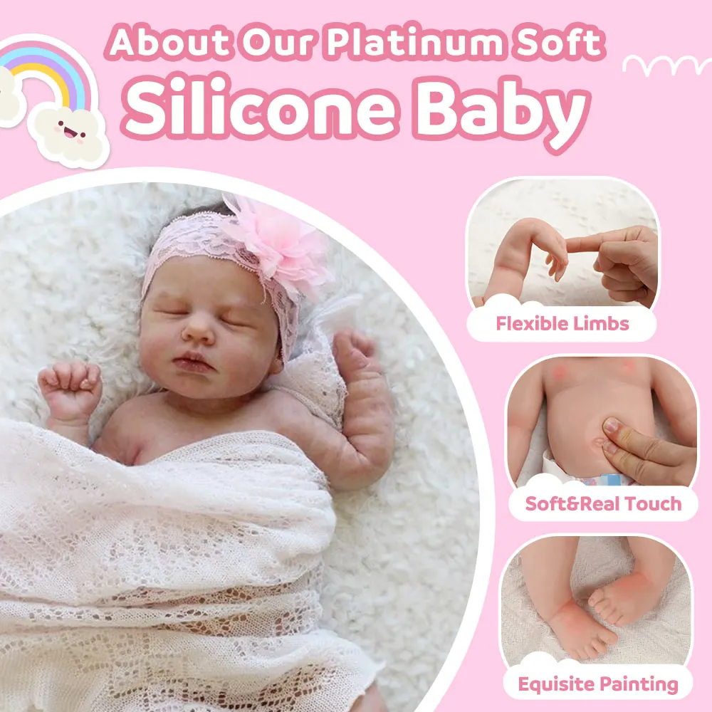 16" Flexible Waterproof Full Solid Silicone Reborn Baby Ollie