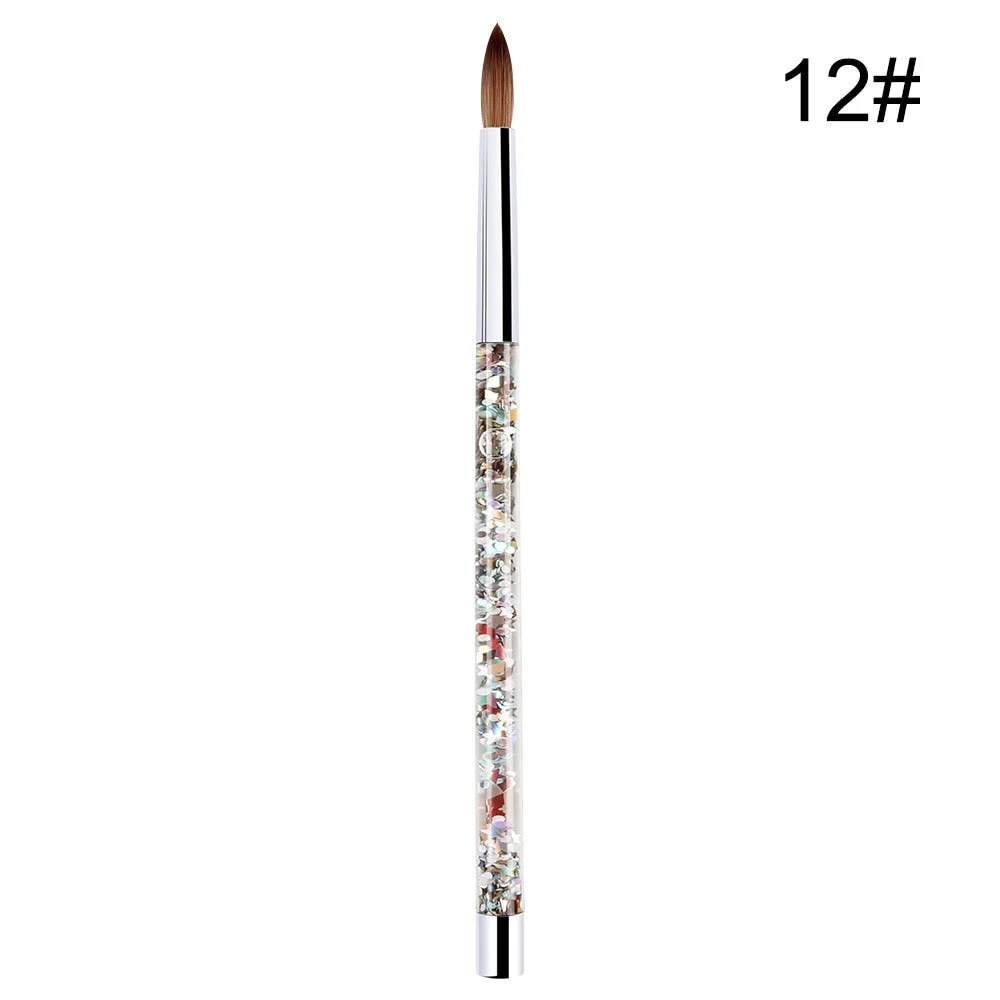 1PC Crystal Acrylic Nail Art Brush No 8/10/12/14 UV Gel Carving Pen Brush Liquid Powder DIY Nail Drawing Liquid Glitter Handle-Nail Inspo