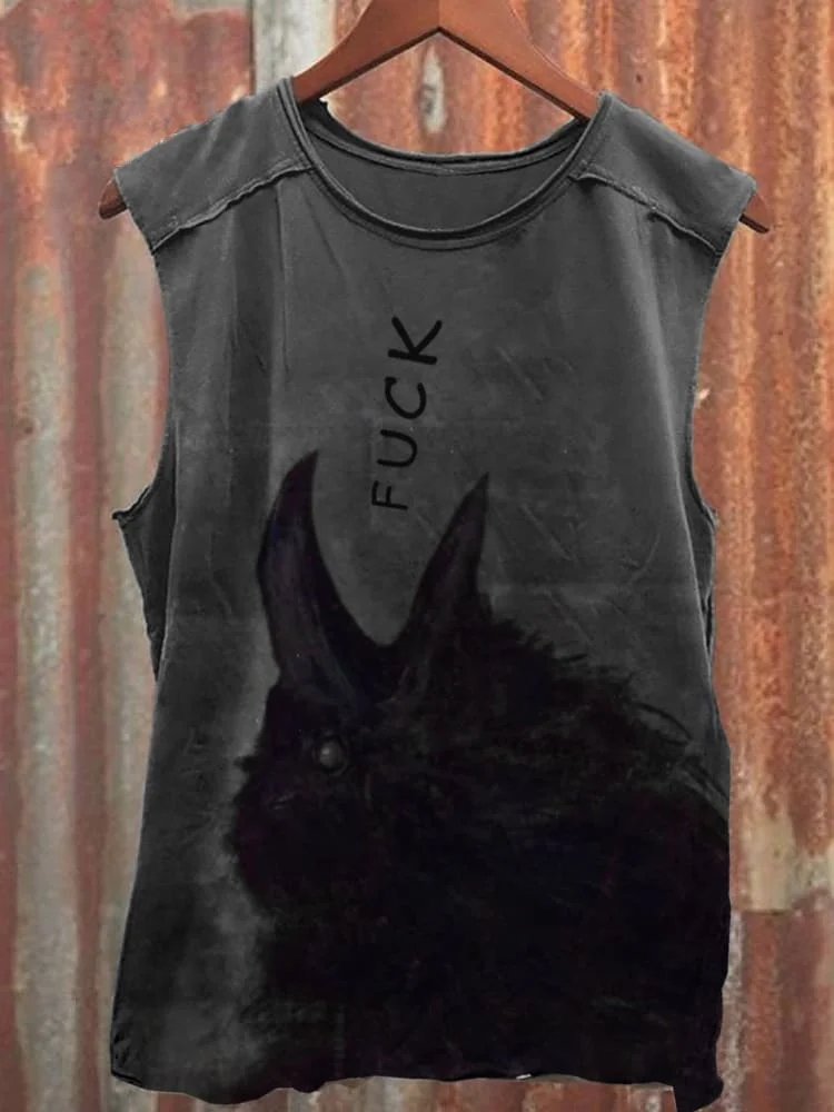 Teecade Teecade Unisex Black Crow Fuck Print Casual Tank Top