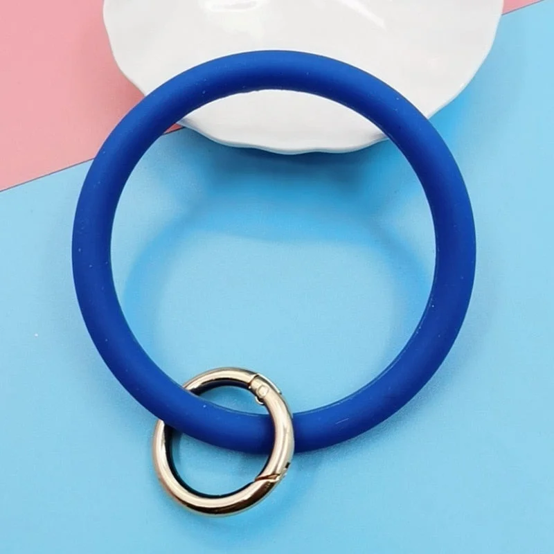 Dvacaman Hot Sale Big O Shaped Silicone Loop Wrist Key Ring Keychain with Gold O Clasp Round Key Wrist Strap Accessory Wholesale