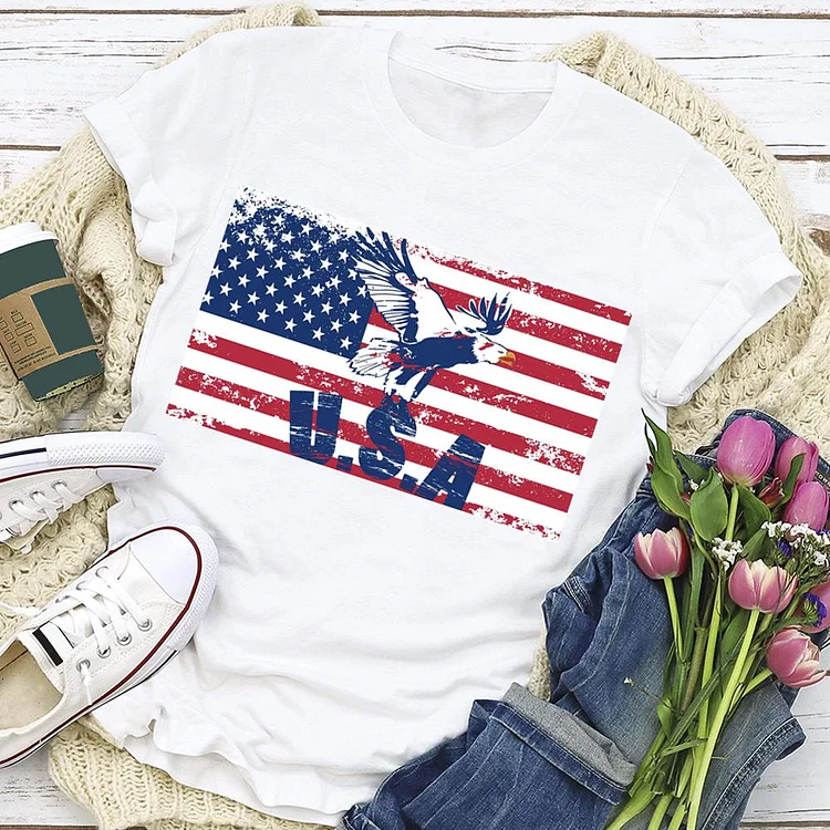 Independence Day USA Flag T-shirt Tee-Annaletters