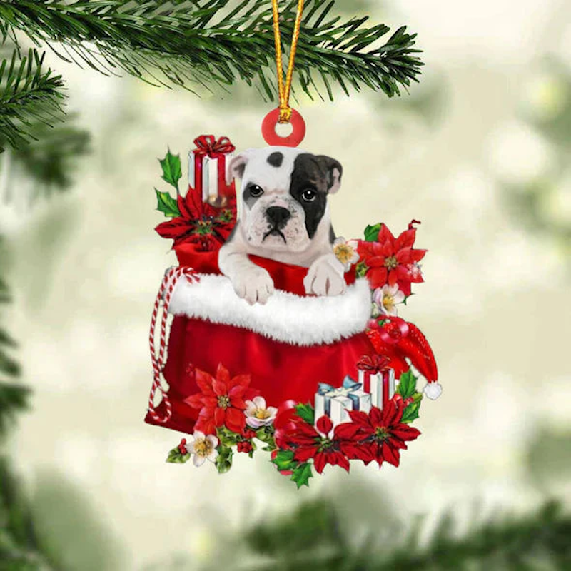 VigorDaily Bulldog In Gift Bag Christmas Ornament GB087