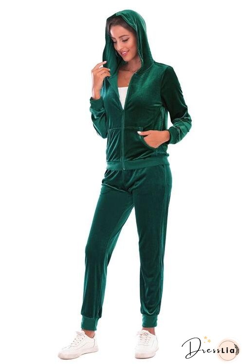 Zip-Up Hooded Jacket and Pants Set