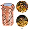 LED Hollow Iron Decor Light Solar Powered Hollowed Hanging Light IP55 Waterproof Rust Proof for Patio Yard Lawn Backyard Decor