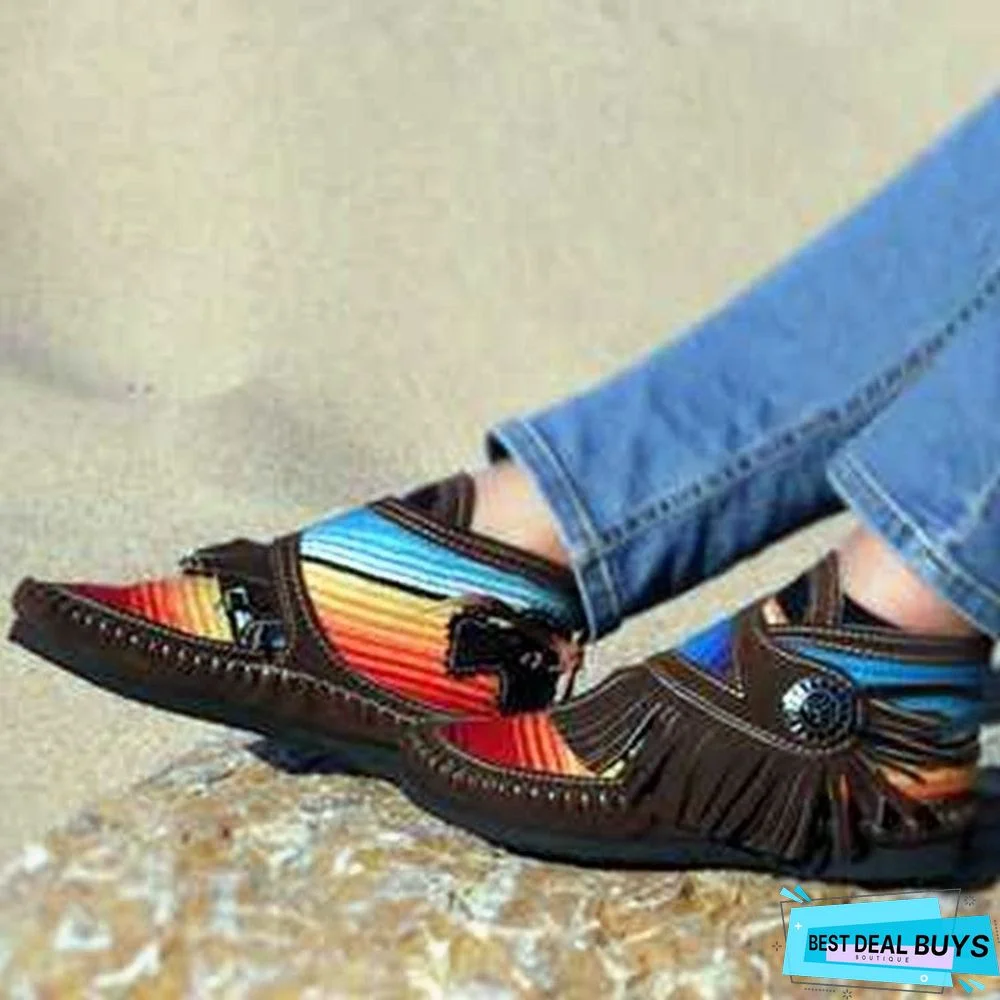 Color Matching Tassels Hook and Loop Martin Boots Plus Size Short Boots Women