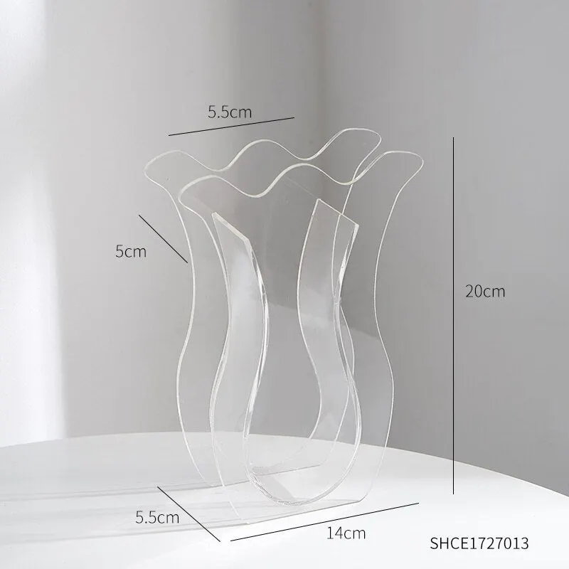 Nordic Decoration Home Acrylic Vase Table Decoration Living Room Terrarium Transparent Flower Arrangement Decorative Vases Gifts