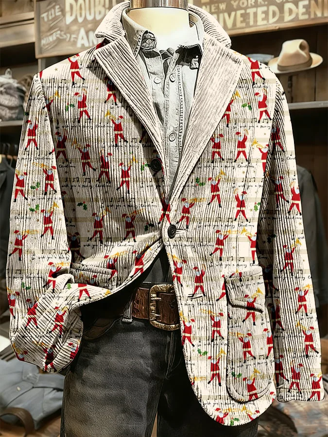 Men's Christmas Art Design Print Casual Coat 