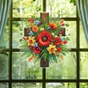(US Only)Cross Poppy Theme 2D Flat DIY Diamond Art Pendant Wall Decor for Home & Windows