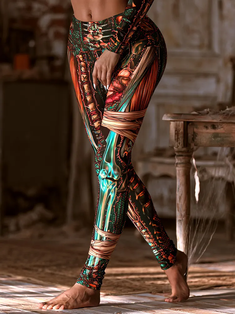 Women's Halloween Human Skeleton Art Comfortable Leggings