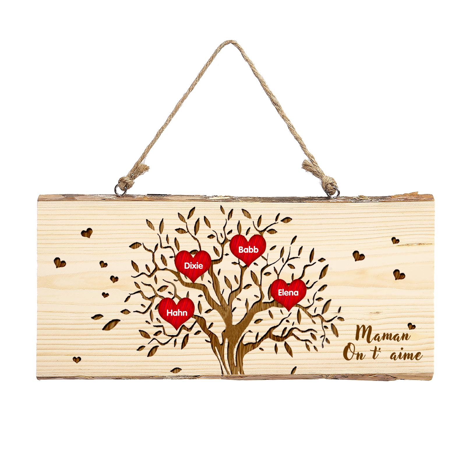 Décoration en bois Arbre de Vie 2-6 Prénoms Personnalisés avec Texte pour Famille Peinture Décorative