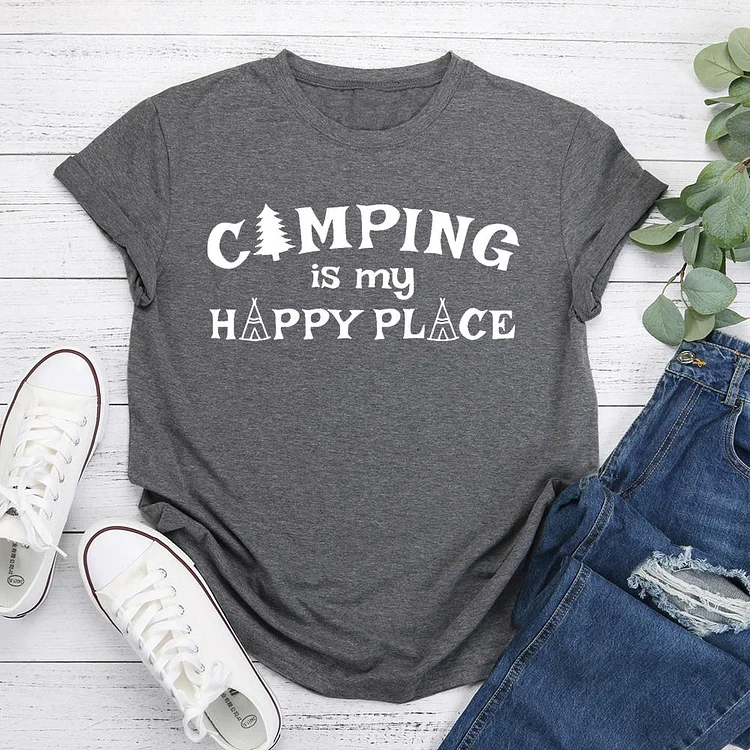 Camping is My Happy Place T-shirt Tee -05223-Annaletters