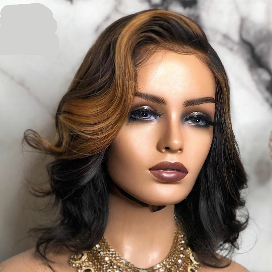 Mature Women Black And Brown Short Curly Synthetic Hair Wig