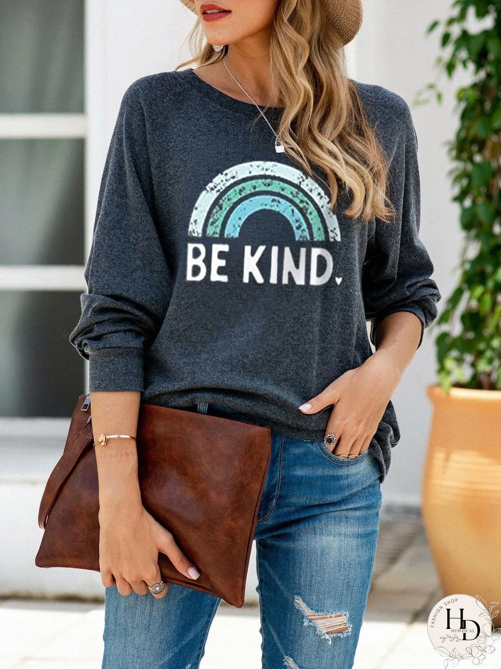 Crew Neck Long Sleeve Casual Printed Sweatshirt