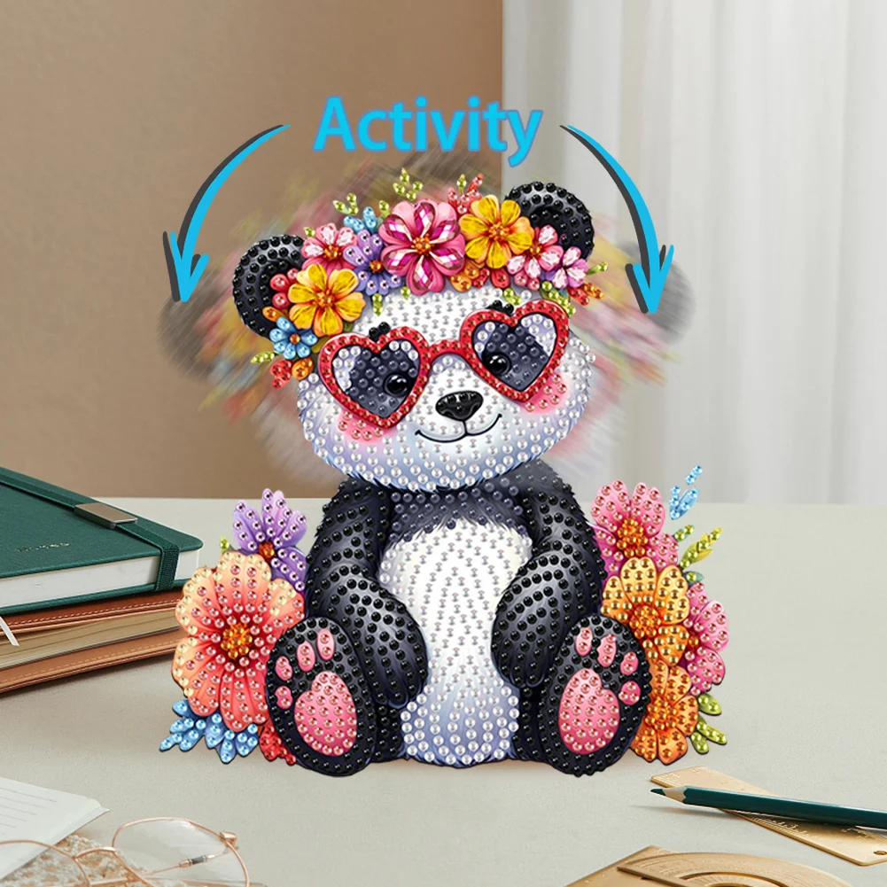5D DIY Acrylic Animal Panda Shaking Head Diamond Painting Desktop Decorations 