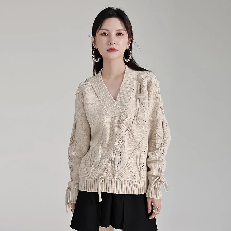 Literary Knitting Long Sleeve Sweater - yankia